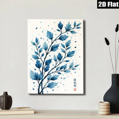 2D flat 1pc Blue Botanical Wall Art Delicate Leafy Branch Print Modern Farmhouse Decor Living Room Bedroom Gallery Wrapped Canvas Art