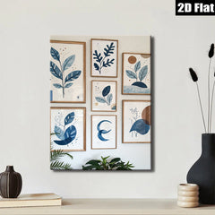 2D flat 1pc Blue Botanical Wall Art Prints Modern Farmhouse Decor Living Room Bedroom Gallery Wall Art Canvas Pictures Framed Ready to Hang