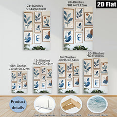 2D flat 1pc Blue Botanical Wall Art Prints Modern Farmhouse Decor Living Room Bedroom Gallery Wall Art Canvas Pictures Framed Ready to Hang