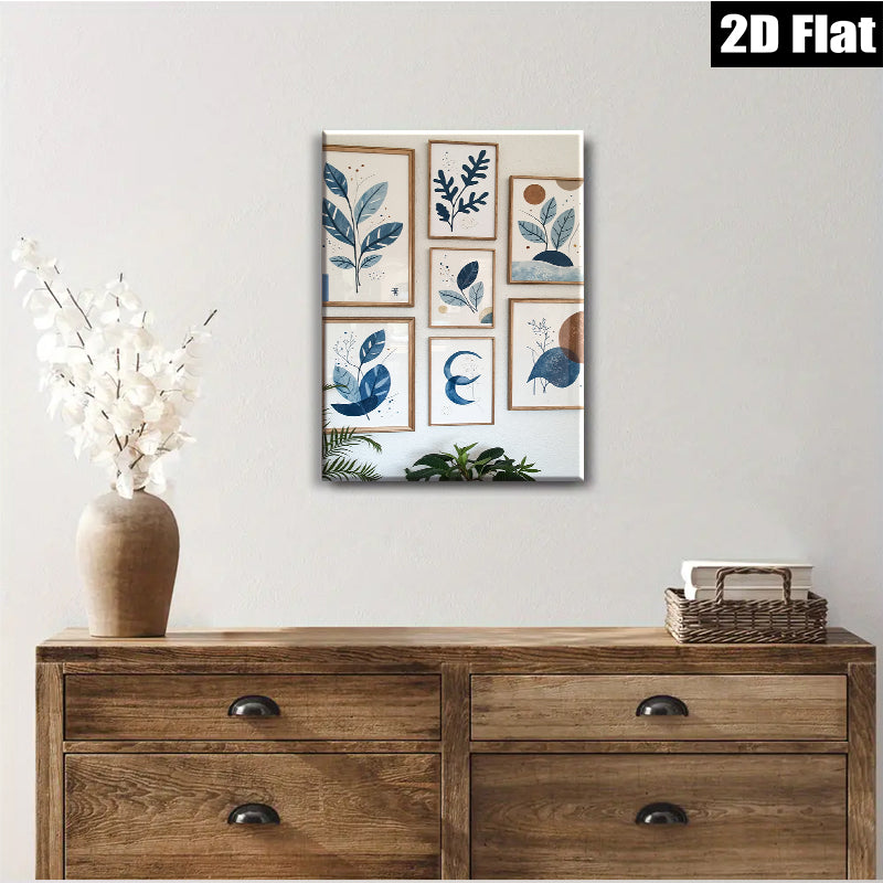 2D flat 1pc Blue Botanical Wall Art Prints Modern Farmhouse Decor Living Room Bedroom Gallery Wall Art Canvas Pictures Framed Ready to Hang