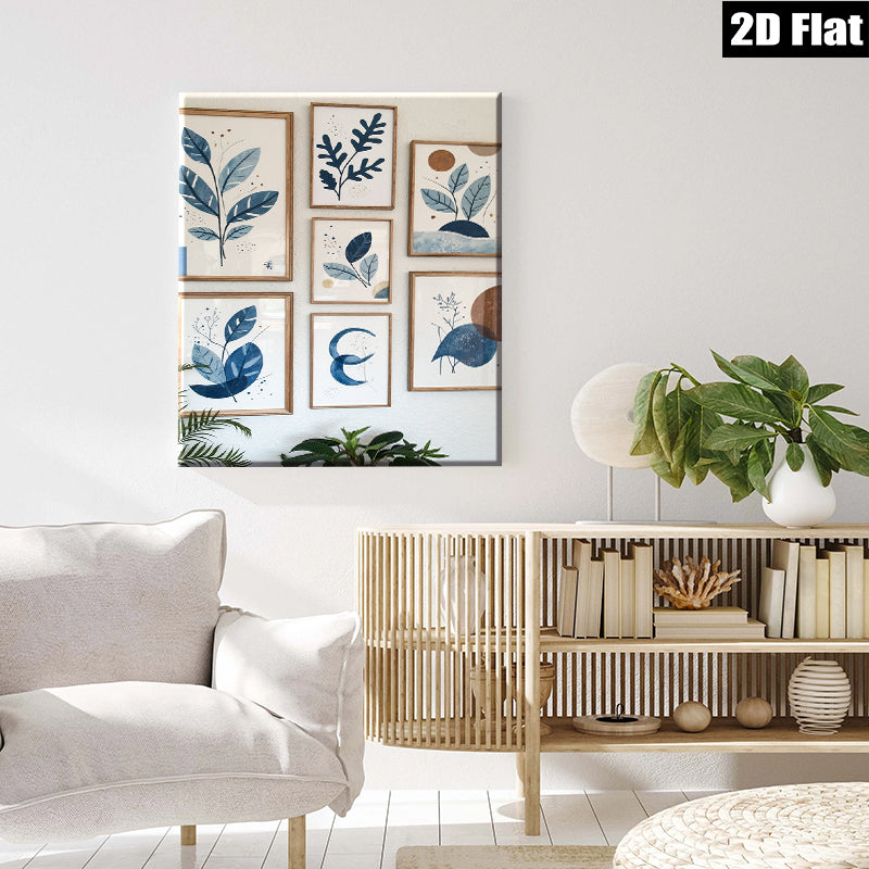 2D flat 1pc Blue Botanical Wall Art Prints Modern Farmhouse Decor Living Room Bedroom Gallery Wall Art Canvas Pictures Framed Ready to Hang