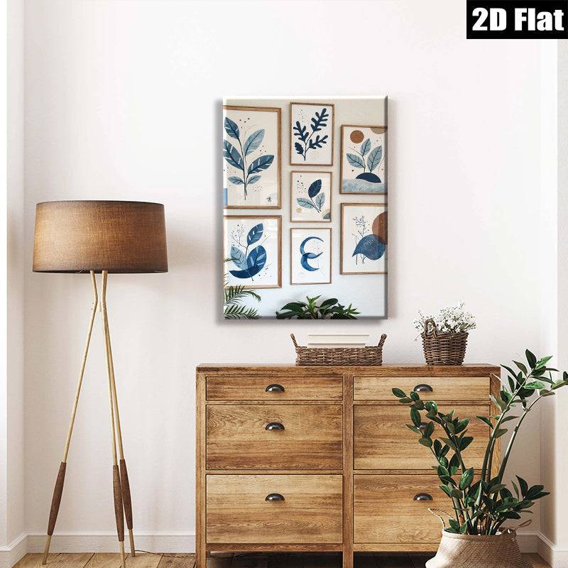 2D flat 1pc Blue Botanical Wall Art Prints Modern Farmhouse Decor Living Room Bedroom Gallery Wall Art Canvas Pictures Framed Ready to Hang