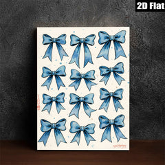2D flat 1pc Blue Bow Pattern Wall Art Decor for Bedroom Living Room Gallery Wrapped Canvas Prints Modern Farmhouse Aesthetic Coastal Home Decor