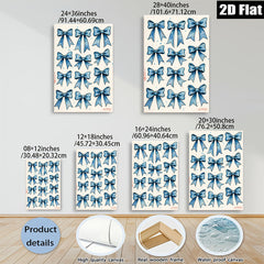 2D flat 1pc Blue Bow Pattern Wall Art Decor for Bedroom Living Room Gallery Wrapped Canvas Prints Modern Farmhouse Aesthetic Coastal Home Decor