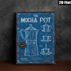 2D flat 1pc Blue Coffee Pot Kitchen Wall Art Modern Farmhouse Decor Living Room Dining Room Canvas Prints Wrapped Ready to Hang