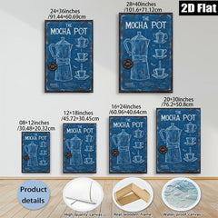 2D flat 1pc Blue Coffee Pot Kitchen Wall Art Modern Farmhouse Decor Living Room Dining Room Canvas Prints Wrapped Ready to Hang