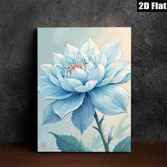 2D flat 1pc Blue Dahlia Botanical Flower Wall Art Decor Living Room Bedroom Modern Farmhouse Canvas Prints Cozy Aesthetic Gallery Wrapped Timeless