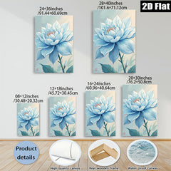 2D flat 1pc Blue Dahlia Botanical Flower Wall Art Decor Living Room Bedroom Modern Farmhouse Canvas Prints Cozy Aesthetic Gallery Wrapped Timeless