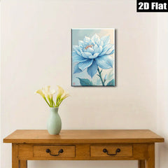 2D flat 1pc Blue Dahlia Botanical Flower Wall Art Decor Living Room Bedroom Modern Farmhouse Canvas Prints Cozy Aesthetic Gallery Wrapped Timeless
