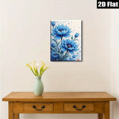 2D flat 1pc Blue Floral Botanical Wall Art Delicate Blooms Living Room Bedroom Decor Farmhouse Style Gallery Wrapped Canvas Prints Modern Home Accents