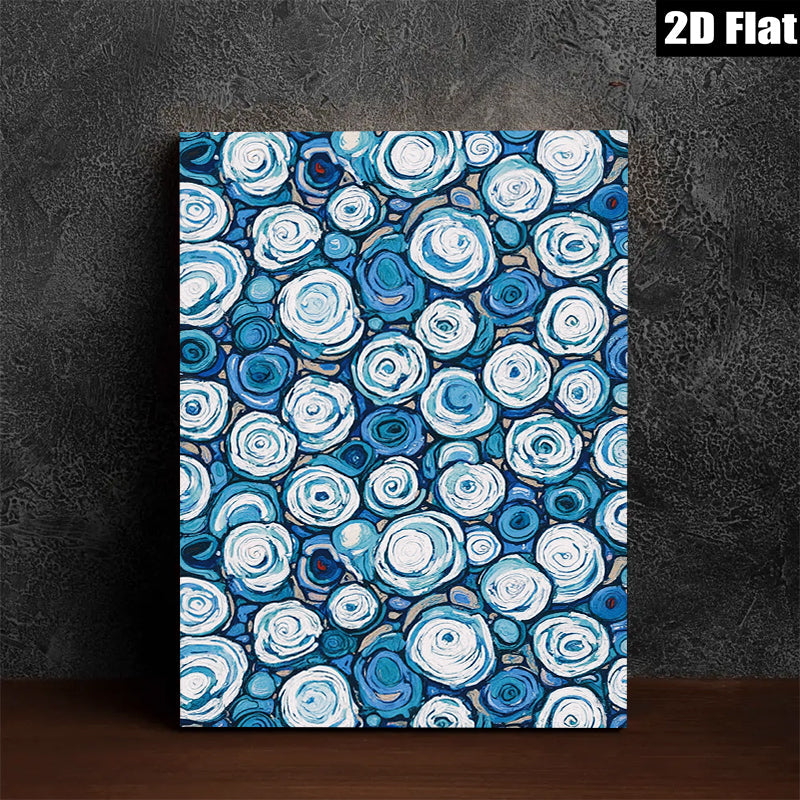 2D flat 1pc Blue Floral Burst Canvas Wall Art for Living Room Bedroom Modern Farmhouse Decor Gallery Wrapped Ready to Hang