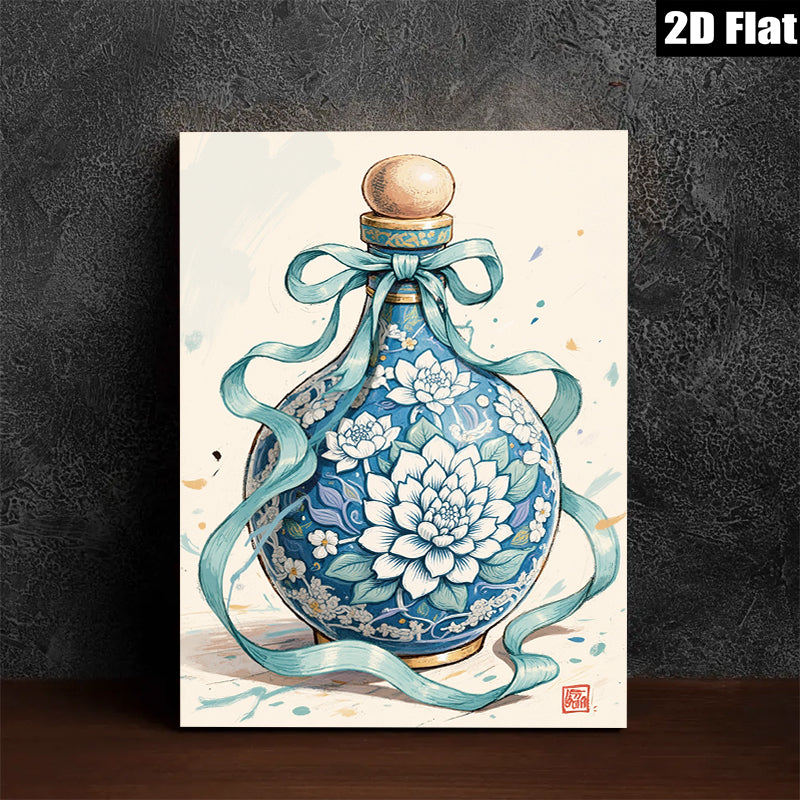 2D flat 1pc Blue Floral Porcelain Vase Botanical Wall Art Living Room Bedroom Decor Farmhouse Style Gallery Wrapped Canvas Prints Modern Home Decorations