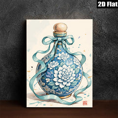 2D flat 1pc Blue Floral Porcelain Vase Botanical Wall Art Living Room Bedroom Decor Farmhouse Style Gallery Wrapped Canvas Prints Modern Home Decorations