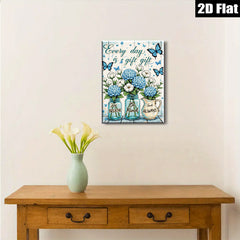 2D flat 1pc Blue Floral Vase Wall Art Farmhouse Decor Living Room Bedroom Bathroom Canvas Prints Inspirational Quotes Home Decor Gift Ideas Modern Artwork