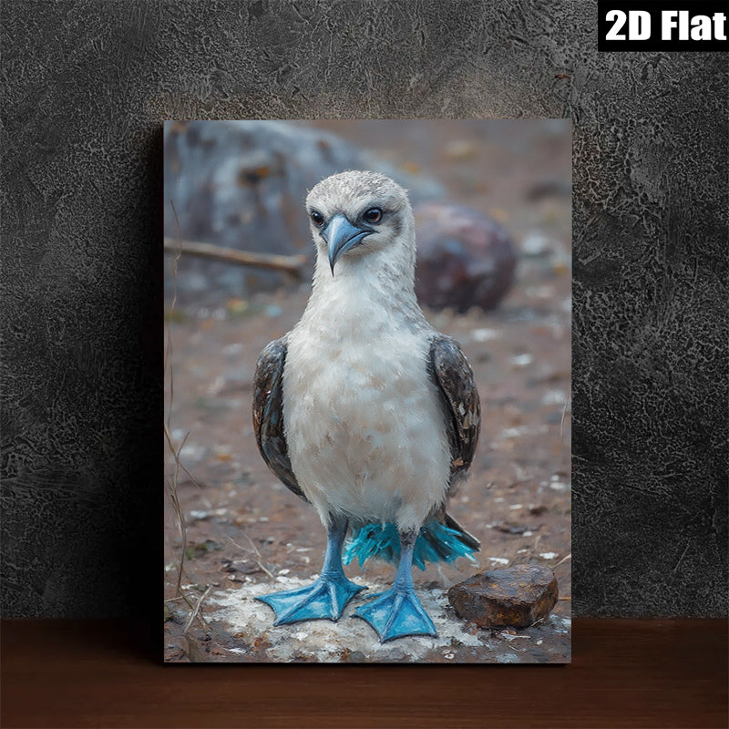 2D flat 1pc Blue Footed Booby Bird Wildlife Coastal Decor Living Room Bedroom Gallery Wrapped Canvas Wall Art Prints Modern Farmhouse Style