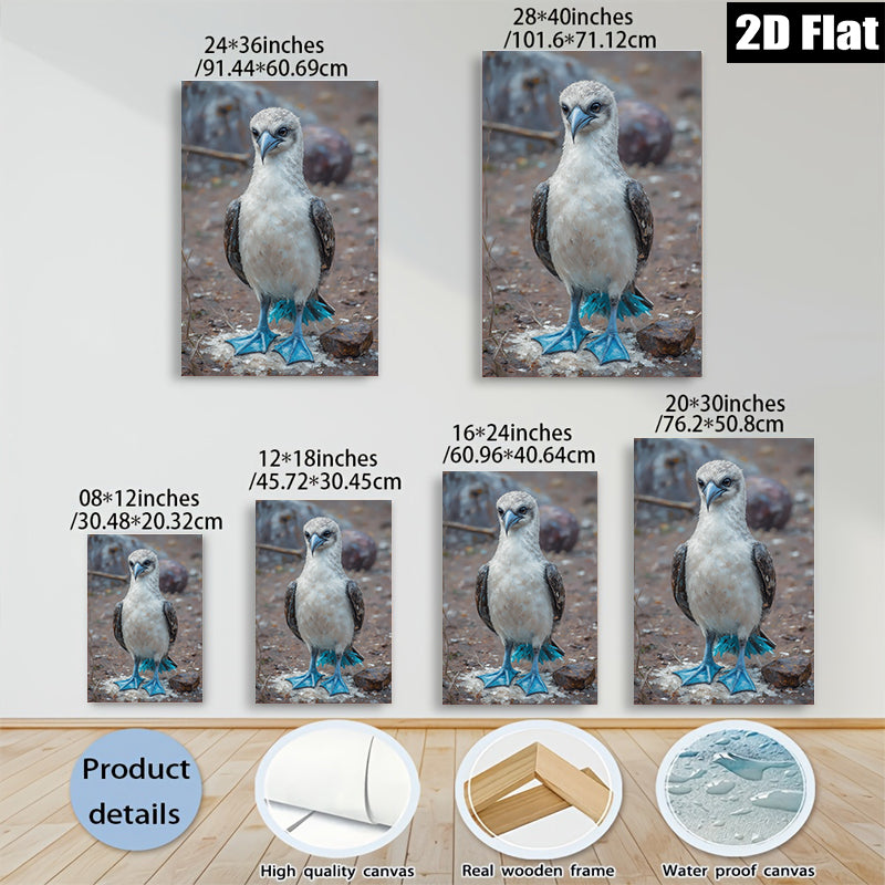 2D flat 1pc Blue Footed Booby Bird Wildlife Coastal Decor Living Room Bedroom Gallery Wrapped Canvas Wall Art Prints Modern Farmhouse Style