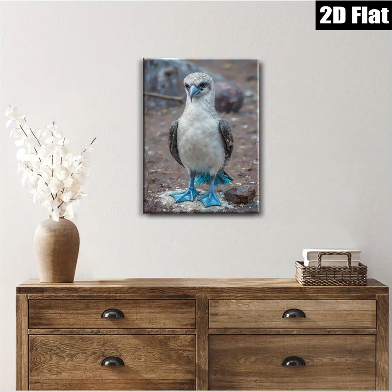 2D flat 1pc Blue Footed Booby Bird Wildlife Coastal Decor Living Room Bedroom Gallery Wrapped Canvas Wall Art Prints Modern Farmhouse Style