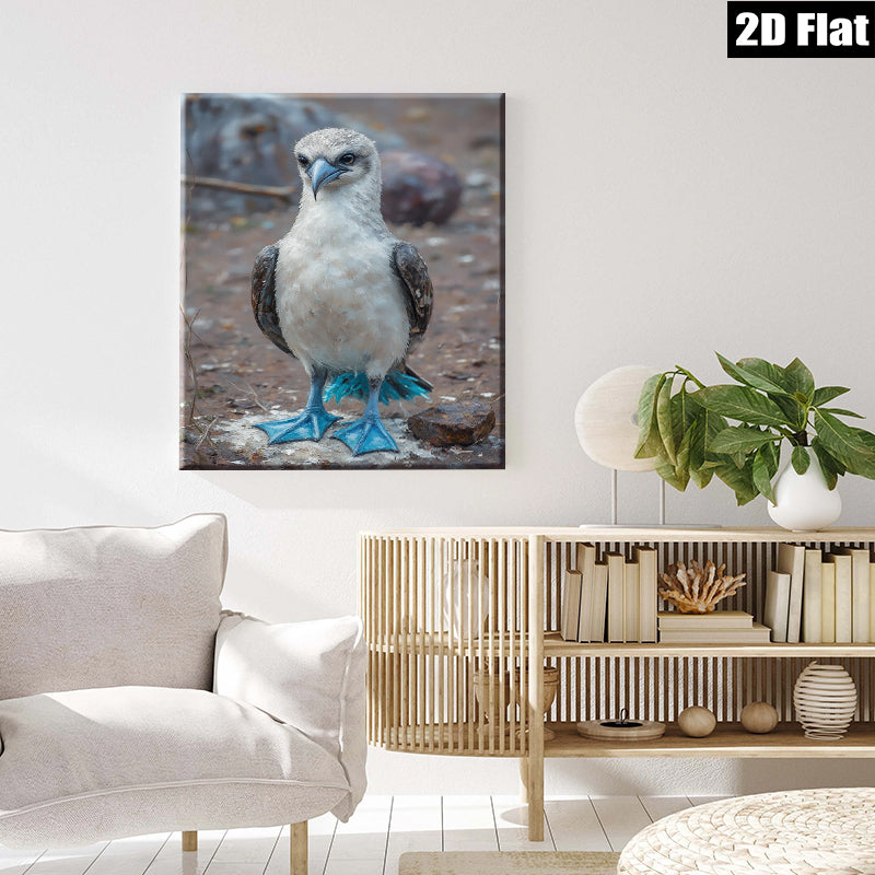 2D flat 1pc Blue Footed Booby Bird Wildlife Coastal Decor Living Room Bedroom Gallery Wrapped Canvas Wall Art Prints Modern Farmhouse Style