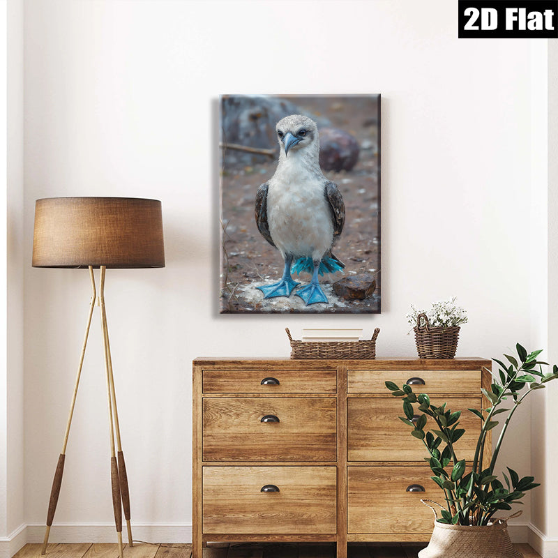 2D flat 1pc Blue Footed Booby Bird Wildlife Coastal Decor Living Room Bedroom Gallery Wrapped Canvas Wall Art Prints Modern Farmhouse Style