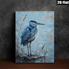 2D flat 1pc Blue Heron Lakeside Tranquility Wall Art Canvas Prints for Living Room Bedroom Bathroom Home Decor Farmhouse Style Modern Gallery Wrapped