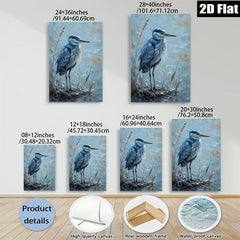2D flat 1pc Blue Heron Lakeside Tranquility Wall Art Canvas Prints for Living Room Bedroom Bathroom Home Decor Farmhouse Style Modern Gallery Wrapped