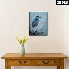 2D flat 1pc Blue Heron Lakeside Tranquility Wall Art Canvas Prints for Living Room Bedroom Bathroom Home Decor Farmhouse Style Modern Gallery Wrapped
