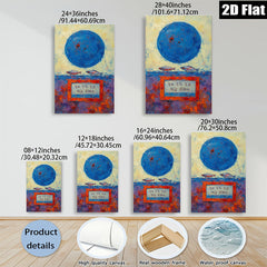 2D flat 1pc Blue Orb Fish Abstract Wall Art Canvas Painting Modern Farmhouse Decor Living Room Bedroom Office Gallery Wrapped Timeless Coastal Chic