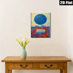 2D flat 1pc Blue Orb Fish Abstract Wall Art Canvas Painting Modern Farmhouse Decor Living Room Bedroom Office Gallery Wrapped Timeless Coastal Chic