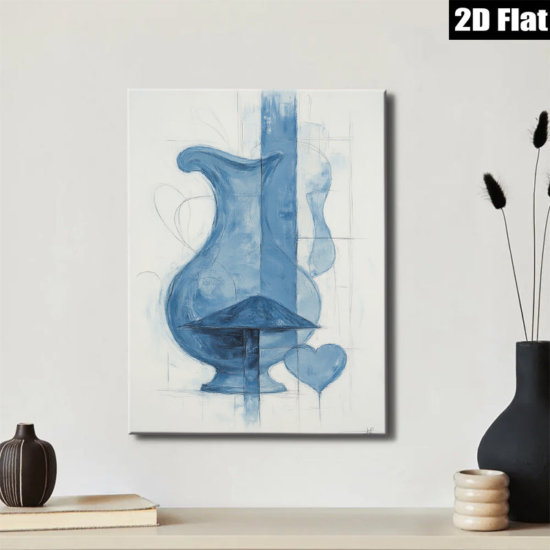 2D flat 1pc Blue Still Life Vessels Romantic Wall Art Decor Living Room Bedroom Modern Farmhouse Gallery Wrapped Canvas Prints