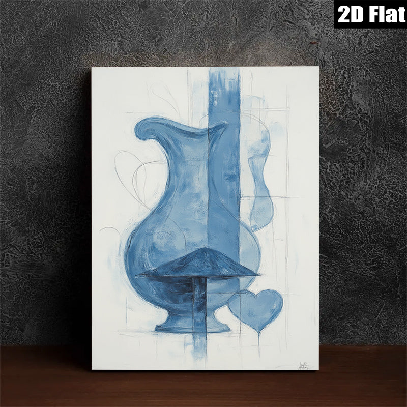 2D flat 1pc Blue Still Life Vessels Romantic Wall Art Decor Living Room Bedroom Modern Farmhouse Gallery Wrapped Canvas Prints