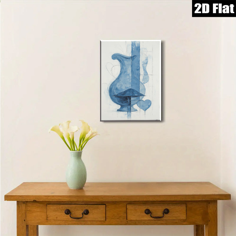 2D flat 1pc Blue Still Life Vessels Romantic Wall Art Decor Living Room Bedroom Modern Farmhouse Gallery Wrapped Canvas Prints