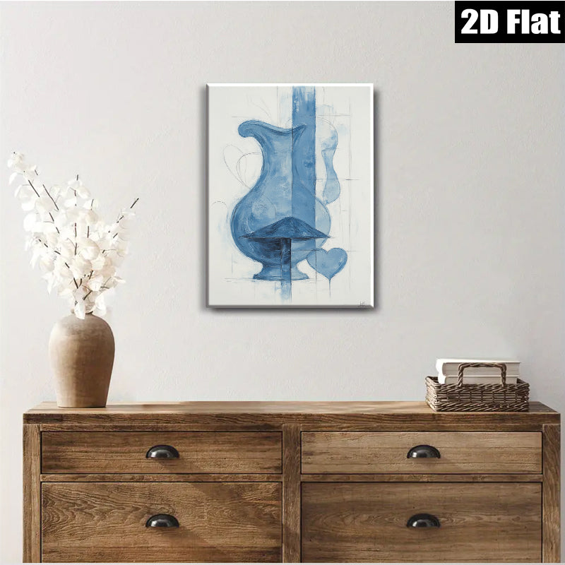 2D flat 1pc Blue Still Life Vessels Romantic Wall Art Decor Living Room Bedroom Modern Farmhouse Gallery Wrapped Canvas Prints
