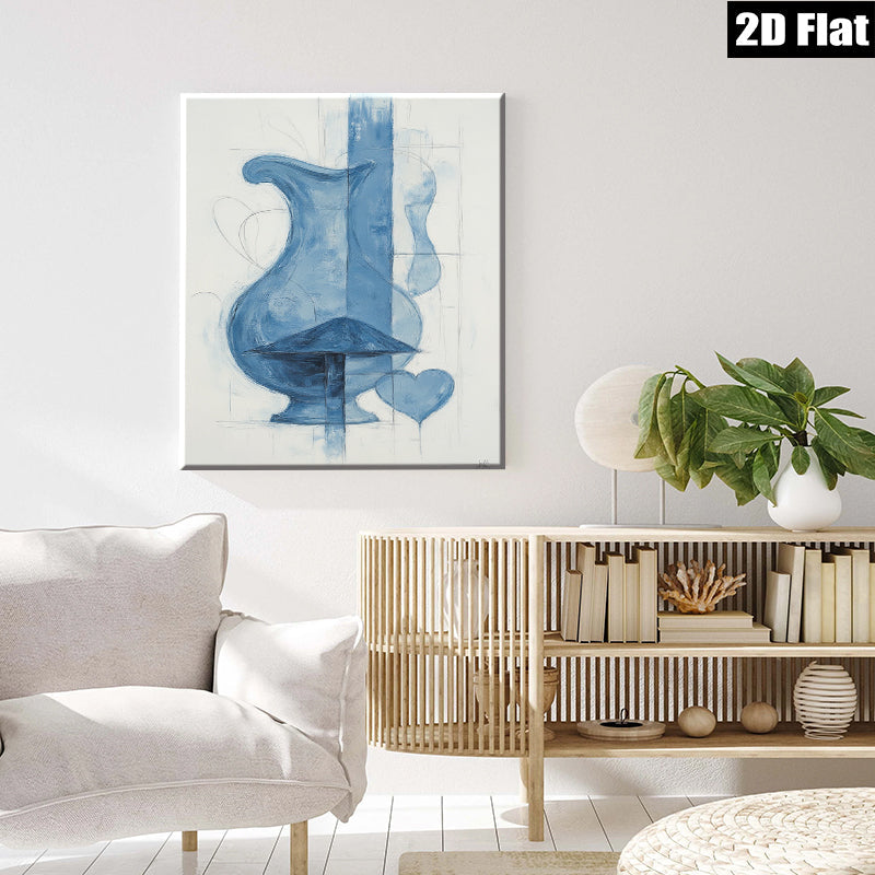 2D flat 1pc Blue Still Life Vessels Romantic Wall Art Decor Living Room Bedroom Modern Farmhouse Gallery Wrapped Canvas Prints