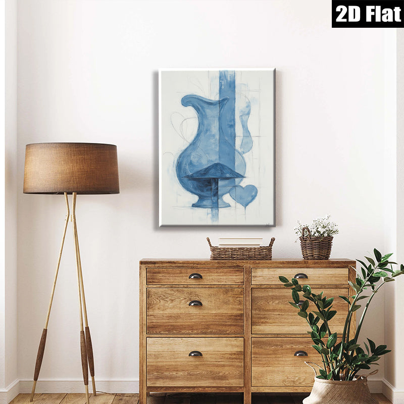 2D flat 1pc Blue Still Life Vessels Romantic Wall Art Decor Living Room Bedroom Modern Farmhouse Gallery Wrapped Canvas Prints
