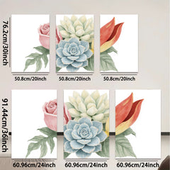 2D flat 1pc Blue Succulent Pink Rose Floral Wall Art Botanical Prints Living Room Bedroom Decor Farmhouse Style Gallery Wrapped Canvas Prints