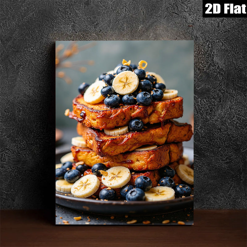 2D flat 1pc Blueberry Stack Pancakes Breakfast Food Art Kitchen Dining Room Wall Decor Modern Farmhouse Living Room Canvas Prints