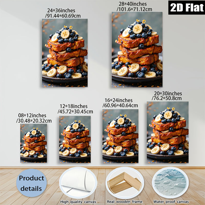 2D flat 1pc Blueberry Stack Pancakes Breakfast Food Art Kitchen Dining Room Wall Decor Modern Farmhouse Living Room Canvas Prints