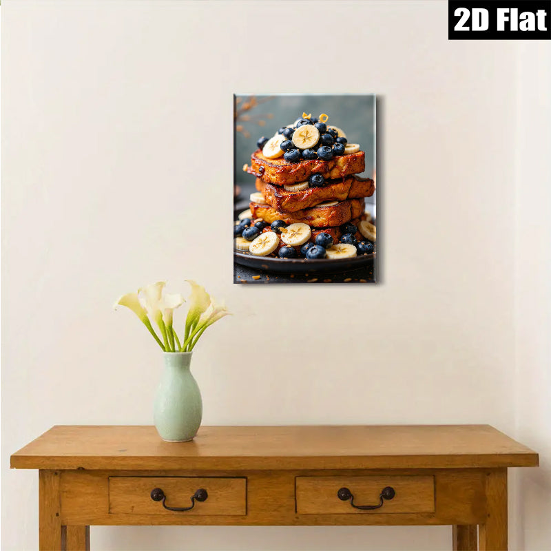 2D flat 1pc Blueberry Stack Pancakes Breakfast Food Art Kitchen Dining Room Wall Decor Modern Farmhouse Living Room Canvas Prints
