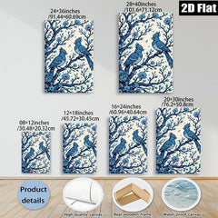 2D flat 1pc Bluebird Pair Floral Branch Wall Art Decor Living Room Bedroom Gallery Wrapped Canvas Prints Modern Farmhouse Aesthetic Cozy Home Decor
