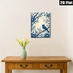 2D flat 1pc Bluebird among blossoming anemones wall art for living room bedroom farmhouse gallery wrapped canvas prints modern botanical decor cozy home accents