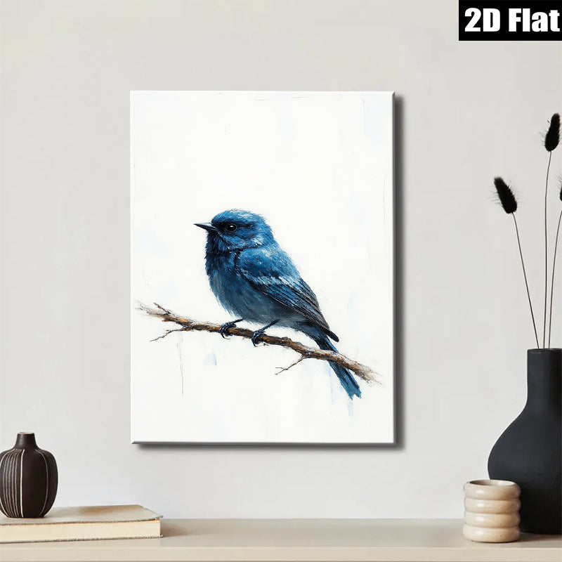 2D flat 1pc Bluebird on Branch Wall Art Decor for Living Room Bedroom Bathroom Farmhouse Rustic Modern Gallery Wrapped Canvas Prints