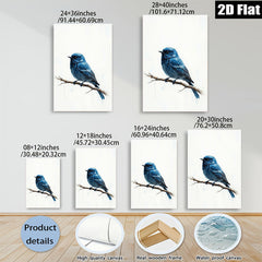2D flat 1pc Bluebird on Branch Wall Art Decor for Living Room Bedroom Bathroom Farmhouse Rustic Modern Gallery Wrapped Canvas Prints