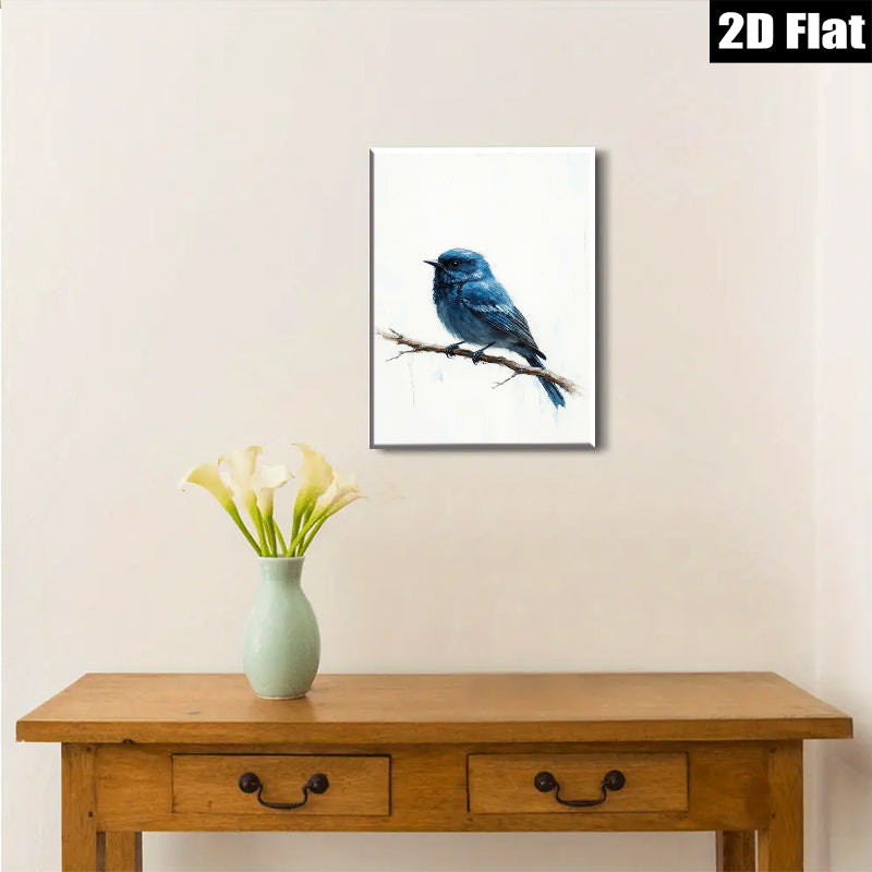 2D flat 1pc Bluebird on Branch Wall Art Decor for Living Room Bedroom Bathroom Farmhouse Rustic Modern Gallery Wrapped Canvas Prints
