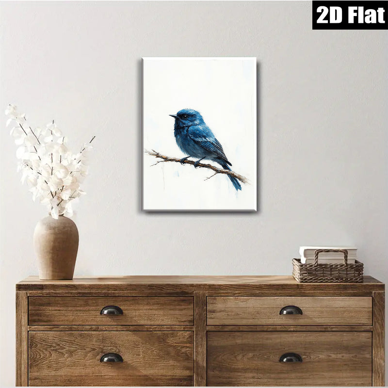 2D flat 1pc Bluebird on Branch Wall Art Decor for Living Room Bedroom Bathroom Farmhouse Rustic Modern Gallery Wrapped Canvas Prints