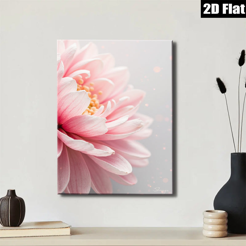 2D flat 1pc Blush Pink Dahlia Floral Canvas Wall Art for Living Room Bedroom Home Decor Farmhouse Style Gallery Wrapped Ready to Hang Modern Botanical Prints