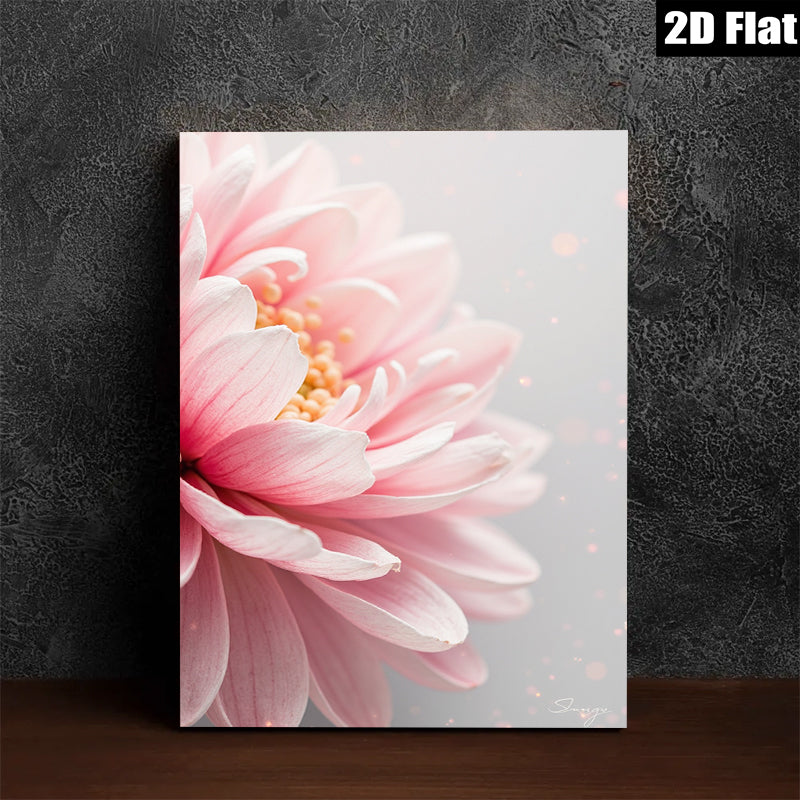 2D flat 1pc Blush Pink Dahlia Floral Canvas Wall Art for Living Room Bedroom Home Decor Farmhouse Style Gallery Wrapped Ready to Hang Modern Botanical Prints