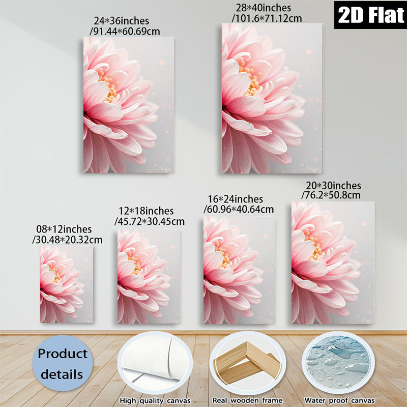 2D flat 1pc Blush Pink Dahlia Floral Canvas Wall Art for Living Room Bedroom Home Decor Farmhouse Style Gallery Wrapped Ready to Hang Modern Botanical Prints