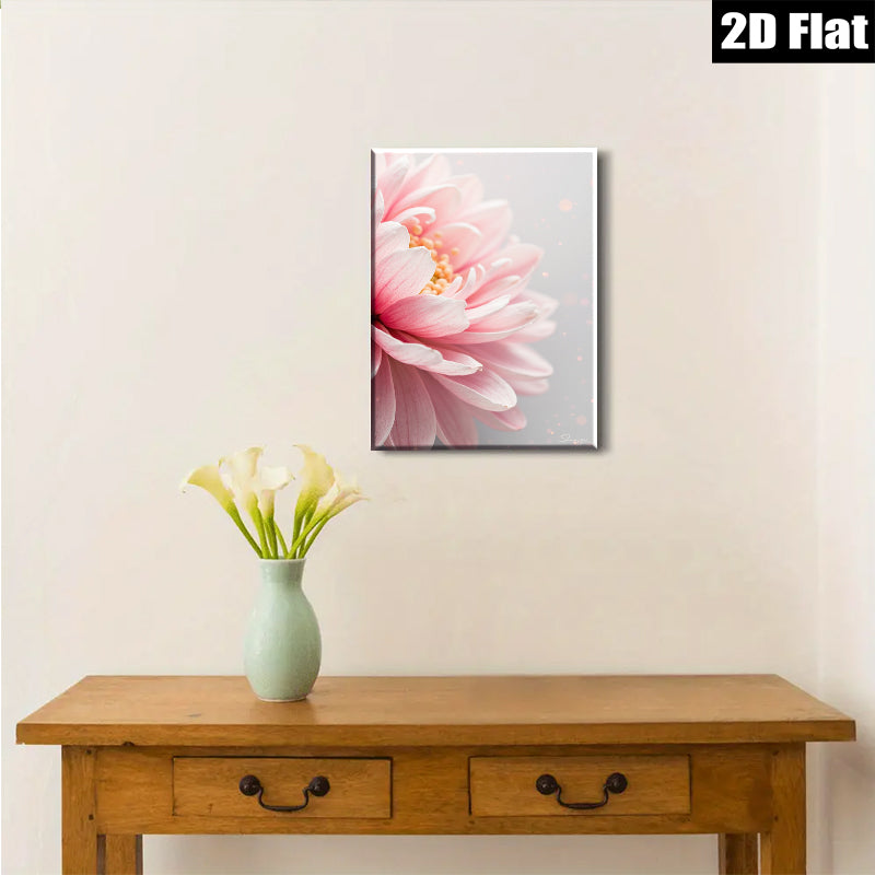2D flat 1pc Blush Pink Dahlia Floral Canvas Wall Art for Living Room Bedroom Home Decor Farmhouse Style Gallery Wrapped Ready to Hang Modern Botanical Prints