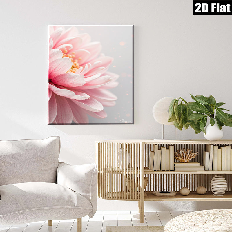 2D flat 1pc Blush Pink Dahlia Floral Canvas Wall Art for Living Room Bedroom Home Decor Farmhouse Style Gallery Wrapped Ready to Hang Modern Botanical Prints