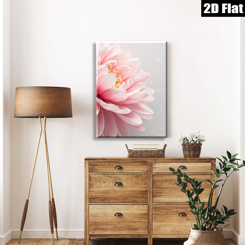 2D flat 1pc Blush Pink Dahlia Floral Canvas Wall Art for Living Room Bedroom Home Decor Farmhouse Style Gallery Wrapped Ready to Hang Modern Botanical Prints